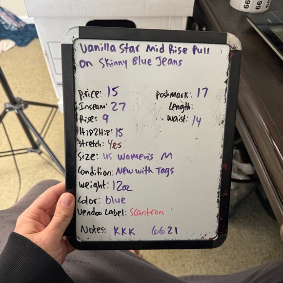 Vanilla Star Mid Rise Pull On Skinny Blue Jeans US Women's M - Picture 7 of 7